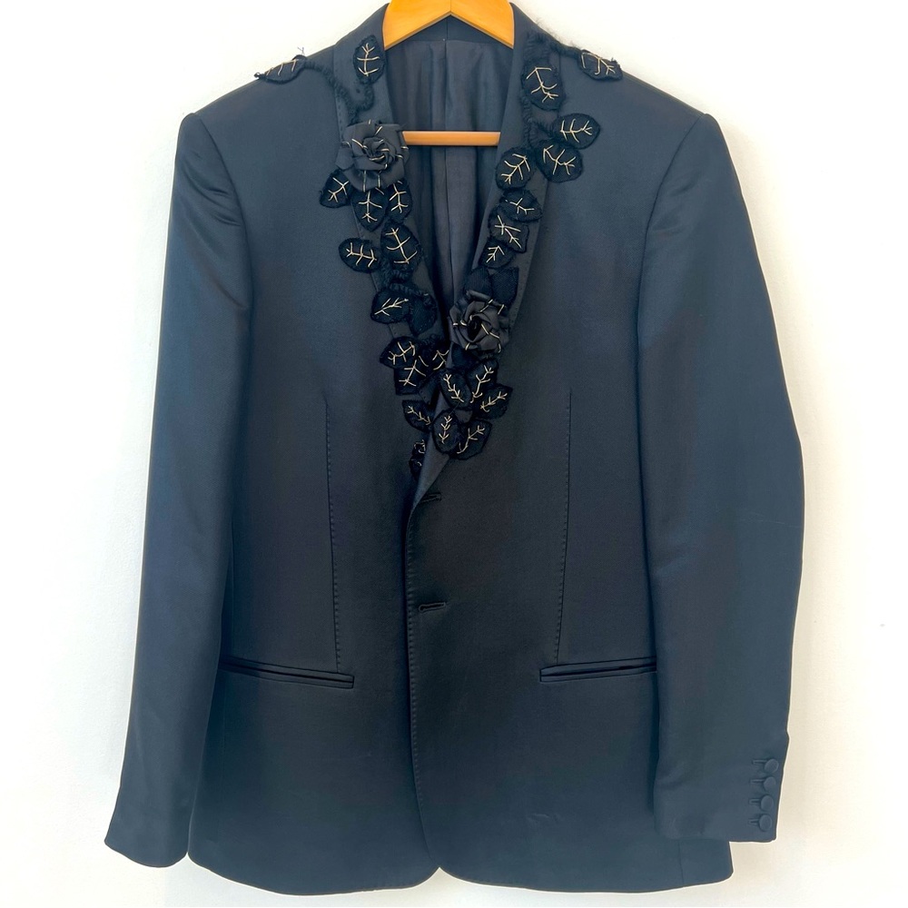 Livio Graziottin black jacket with floral gold chain appliqué